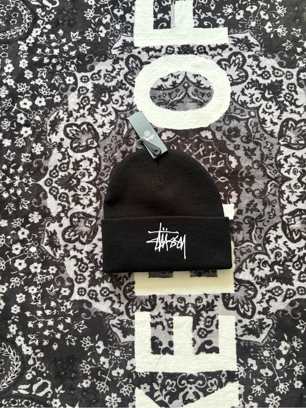 Stussy Black Beanie Embroidered Logo One Size - Picture 2 of 3